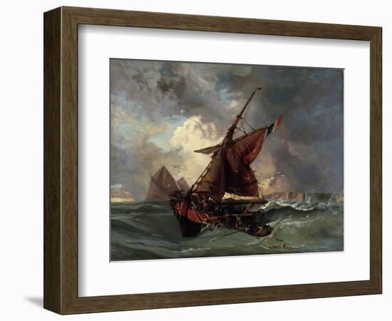 Ships in a Stormy Sea, 19th Century-Eugene Delacroix-Framed Giclee Print