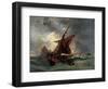 Ships in a Stormy Sea, 19th Century-Eugene Delacroix-Framed Giclee Print