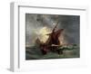 Ships in a Stormy Sea, 19th Century-Eugene Delacroix-Framed Giclee Print