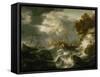 Ships in distress on a coast-Jan Peeters-Framed Stretched Canvas