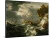 Ships in distress on a coast-Jan Peeters-Stretched Canvas