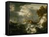 Ships in distress on a coast-Jan Peeters-Framed Stretched Canvas