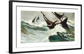 Ships in Hurricane-Christian Krohg-Framed Premium Giclee Print