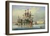 Ships in Ordinary at Devonport, C.1850 (Watercolour)-Nicholas Condy-Framed Giclee Print