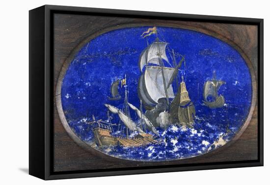 Ships in Storm-null-Framed Stretched Canvas