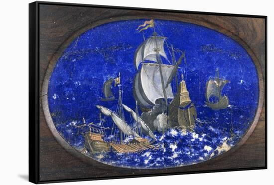 Ships in Storm-null-Framed Stretched Canvas