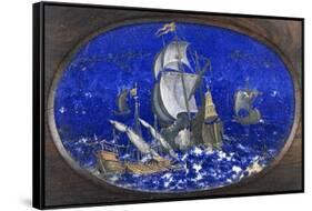 Ships in Storm-null-Framed Stretched Canvas