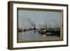 Ships in the Harbor, 1884 oil on canvas-Johannes Martin Grimelund-Framed Giclee Print