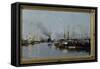 Ships in the Harbor, 1884 oil on canvas-Johannes Martin Grimelund-Framed Stretched Canvas