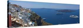 Ships in the Sea Viewed from a Town, Santorini, Cyclades Islands, Greece-null-Stretched Canvas