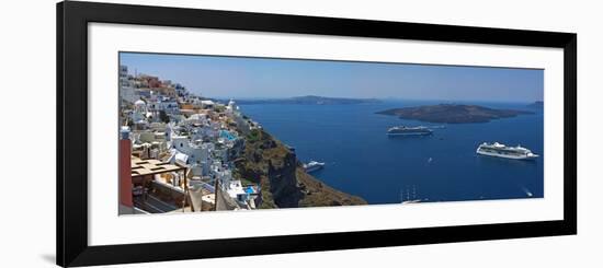 Ships in the Sea Viewed from a Town, Santorini, Cyclades Islands, Greece-null-Framed Photographic Print