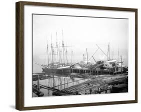 Ships Loading Timber at Docks, Seattle, 1916-Asahel Curtis-Framed Giclee Print