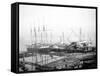Ships Loading Timber at Docks, Seattle, 1916-Asahel Curtis-Framed Stretched Canvas
