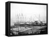 Ships Loading Timber at Docks, Seattle, 1916-Asahel Curtis-Framed Stretched Canvas