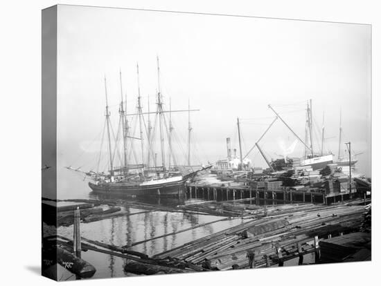 Ships Loading Timber at Docks, Seattle, 1916-Asahel Curtis-Stretched Canvas