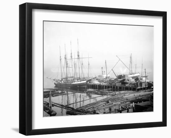 Ships Loading Timber at Docks, Seattle, 1916-Asahel Curtis-Framed Giclee Print