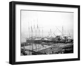 Ships Loading Timber at Docks, Seattle, 1916-Asahel Curtis-Framed Giclee Print