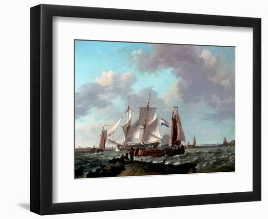 Ships Near the Coast, 1831-Johannes Hermanus Koekkoek-Framed Premium Giclee Print