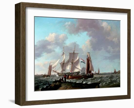 Ships Near the Coast, 1831-Johannes Hermanus Koekkoek-Framed Giclee Print