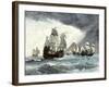 Ships of Ferdinand Magellan Rounding Tierra del Fuego to Circumnavigate the Earth 1519 to 1521-null-Framed Giclee Print