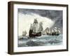 Ships of Ferdinand Magellan Rounding Tierra del Fuego to Circumnavigate the Earth 1519 to 1521-null-Framed Giclee Print