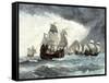 Ships of Ferdinand Magellan Rounding Tierra del Fuego to Circumnavigate the Earth 1519 to 1521-null-Framed Stretched Canvas