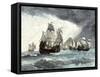 Ships of Ferdinand Magellan Rounding Tierra del Fuego to Circumnavigate the Earth 1519 to 1521-null-Framed Stretched Canvas