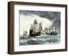 Ships of Ferdinand Magellan Rounding Tierra del Fuego to Circumnavigate the Earth 1519 to 1521-null-Framed Giclee Print