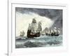 Ships of Ferdinand Magellan Rounding Tierra del Fuego to Circumnavigate the Earth 1519 to 1521-null-Framed Giclee Print