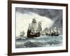 Ships of Ferdinand Magellan Rounding Tierra del Fuego to Circumnavigate the Earth 1519 to 1521-null-Framed Giclee Print