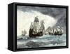 Ships of Ferdinand Magellan Rounding Tierra del Fuego to Circumnavigate the Earth 1519 to 1521-null-Framed Stretched Canvas