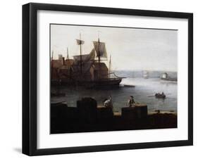 Ships Off Gun Wharf at Portsmouth, 1770-Dominic Serres-Framed Giclee Print