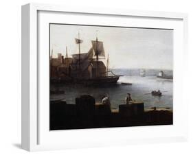 Ships Off Gun Wharf at Portsmouth, 1770-Dominic Serres-Framed Giclee Print