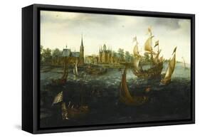 Ships Off Ijsselmonde-Aert Anthonisz-Framed Stretched Canvas