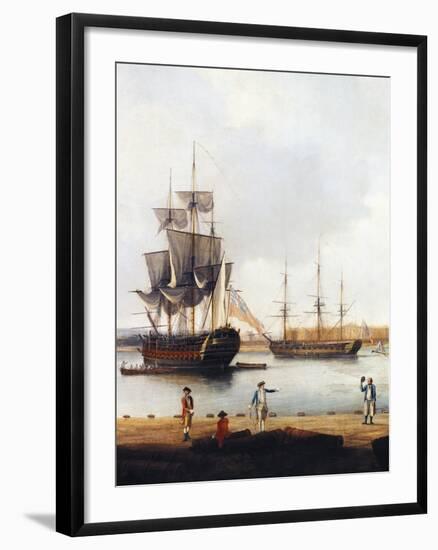 Ships Off the Gun Wharf at Portsmouth, 1770-Dominic Serres-Framed Giclee Print