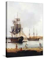Ships Off the Gun Wharf at Portsmouth, 1770-Dominic Serres-Stretched Canvas