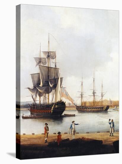 Ships Off the Gun Wharf at Portsmouth, 1770-Dominic Serres-Stretched Canvas