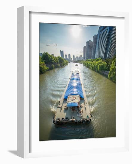 Ships on Grand Canal (Da Yun He), Hangzhou, Zhejiang, China, Asia-Andreas Brandl-Framed Photographic Print
