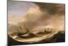 Ships on the High Seas Fleeing the Storm, Reduced Sails, Shaken by the Strong Waves. Oil on Wood, A-Pieter the Elder Mulier-Mounted Giclee Print