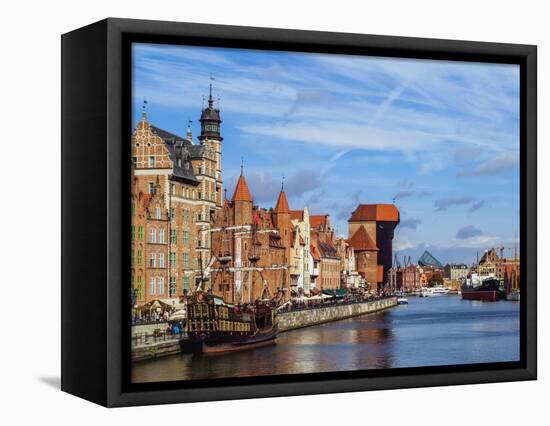 Ships on the Motlawa River, Old Town, Gdansk, Pomeranian Voivodeship, Poland, Europe-Karol Kozlowski-Framed Stretched Canvas