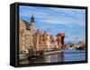 Ships on the Motlawa River, Old Town, Gdansk, Pomeranian Voivodeship, Poland, Europe-Karol Kozlowski-Framed Stretched Canvas