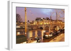 Ships on the River Seine and Pont Neuf, Paris, Ile De France, France, Europe-Markus Lange-Framed Photographic Print