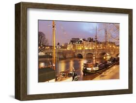 Ships on the River Seine and Pont Neuf, Paris, Ile De France, France, Europe-Markus Lange-Framed Photographic Print