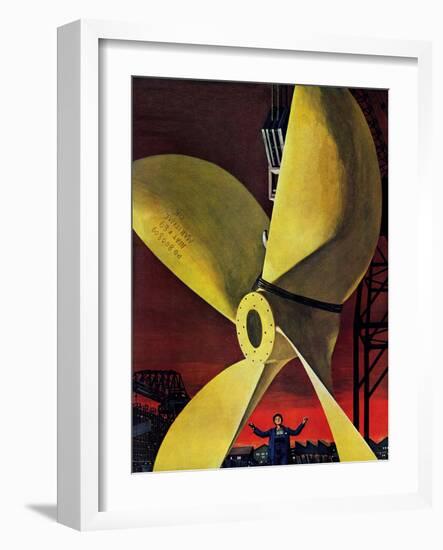 "Ships Propeller," February 26, 1944-Fred Ludekens-Framed Giclee Print