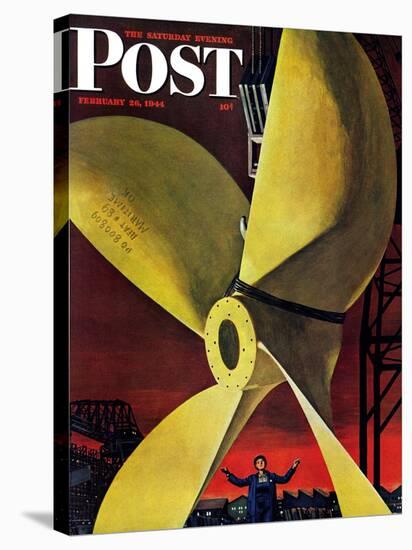 "Ships Propeller," Saturday Evening Post Cover, February 26, 1944-Fred Ludekens-Stretched Canvas