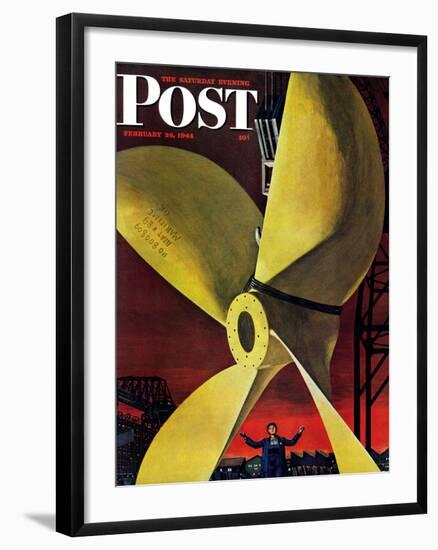 "Ships Propeller," Saturday Evening Post Cover, February 26, 1944-Fred Ludekens-Framed Giclee Print