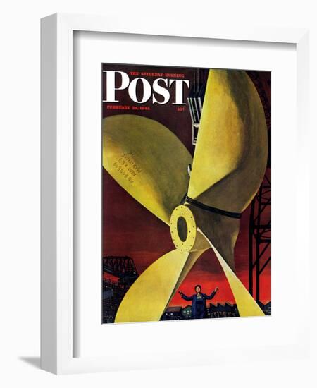 "Ships Propeller," Saturday Evening Post Cover, February 26, 1944-Fred Ludekens-Framed Giclee Print