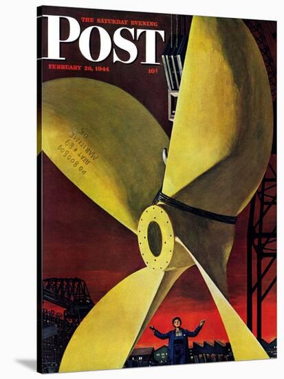 "Ships Propeller," Saturday Evening Post Cover, February 26, 1944-Fred Ludekens-Stretched Canvas