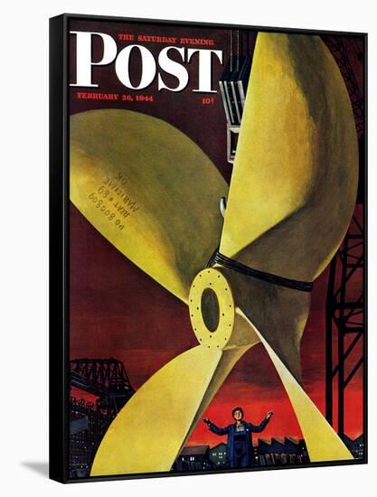 "Ships Propeller," Saturday Evening Post Cover, February 26, 1944-Fred Ludekens-Framed Stretched Canvas