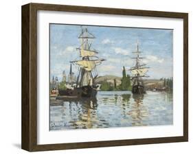 Ships Riding on the Seine at Rouen, 1872- 73-Claude Monet-Framed Giclee Print